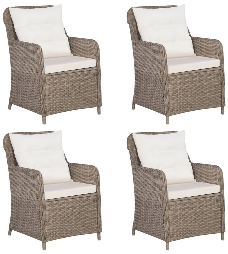 5 pcs conjunto de jantar para jardim castanho