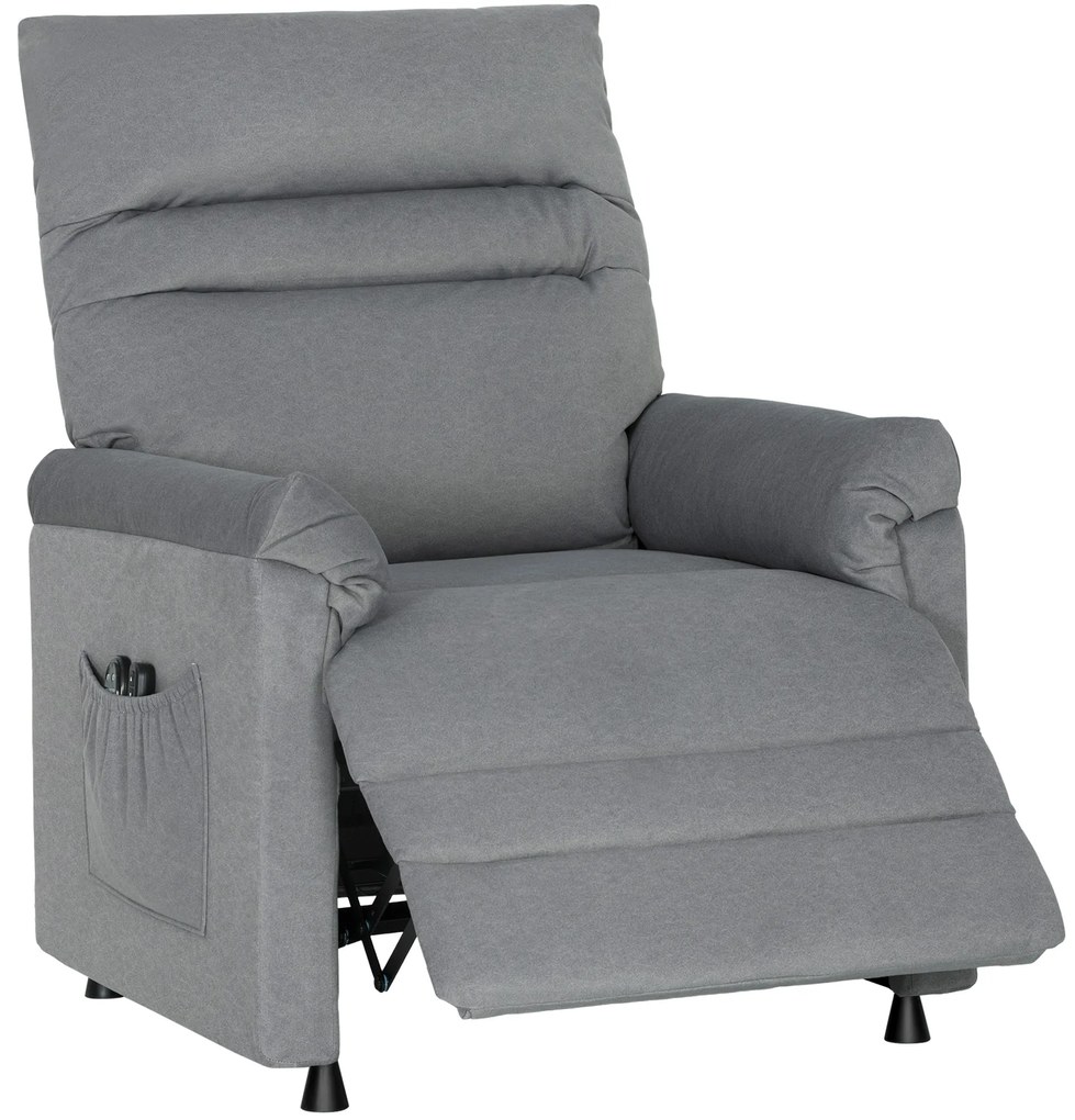 Poltrona Relax com Aquecimento Lombar e Massagem por Vibração Reclinável Função de Memória 82x99x106 cm Cinzento