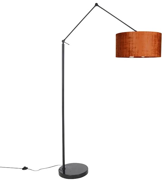 Candeeiro de pé moderno preto com cúpula laranja 50 cm - Editor Moderno