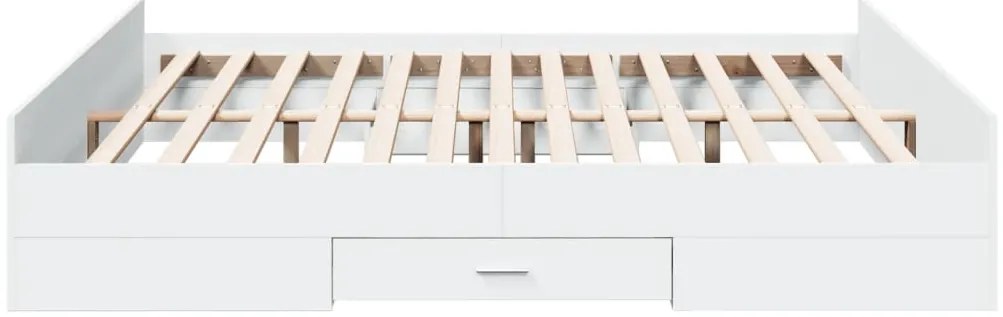 Estrutura de cama c/ gavetas 200x200cm derivados madeira branco