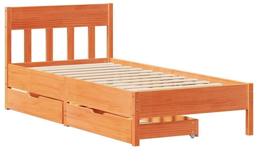 Cama sem colchão 90x200 cm pinho maciço castanho-mel