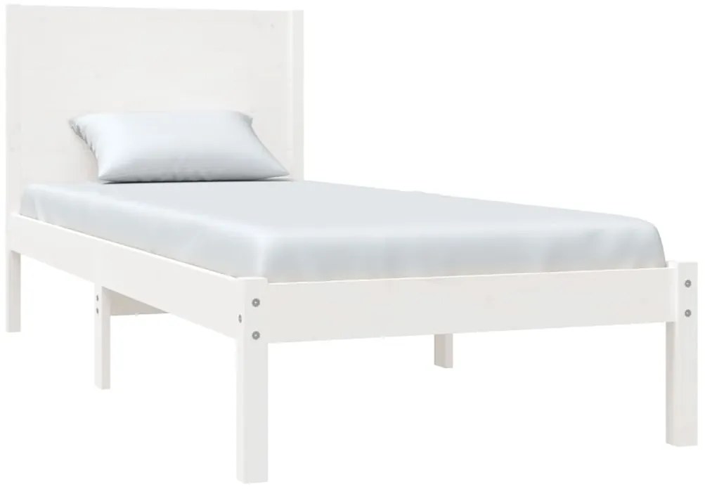 Cama sem colchão 100x200 cm madeira de pinho maciça branco