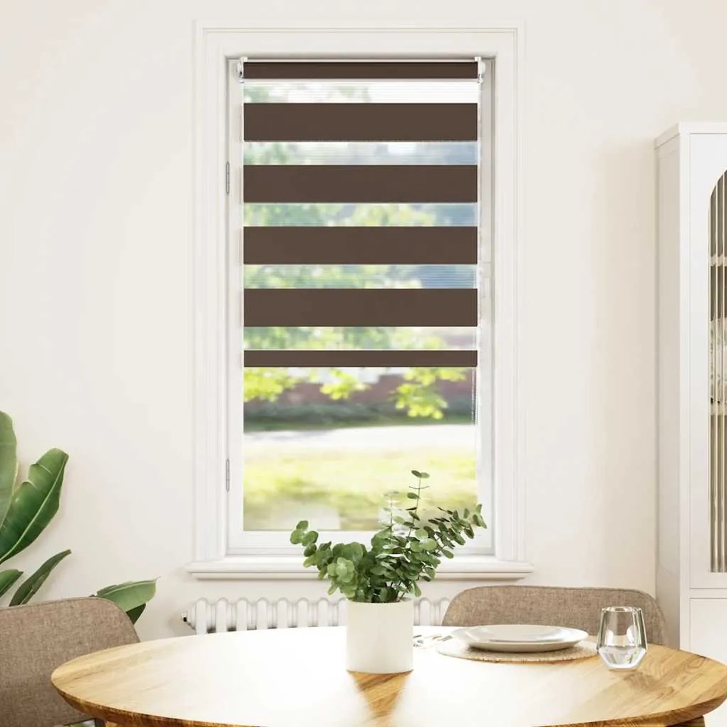 Estore de rolo 80 x 150 cm, linhas de zebra / Café
