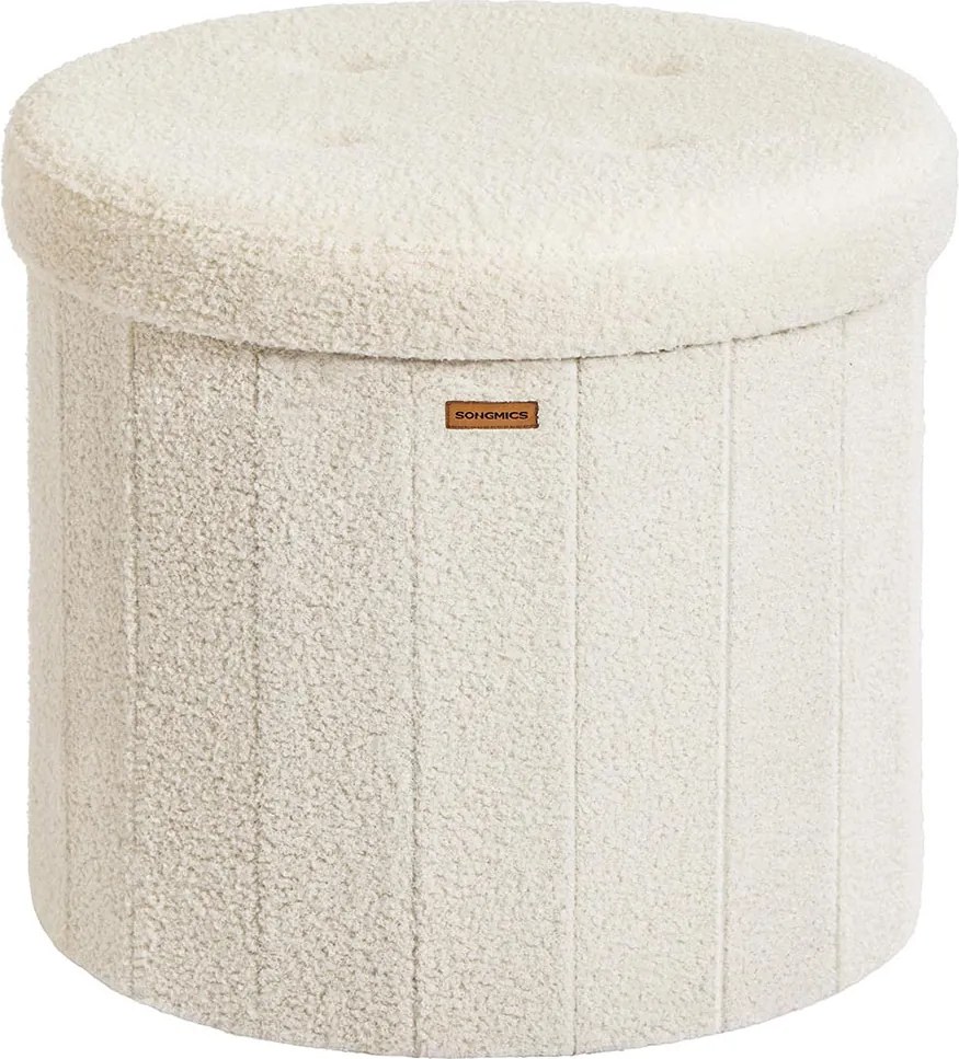 Banco redondo com espaço de arrumação e tampa removível 45 x 45 cm Creme