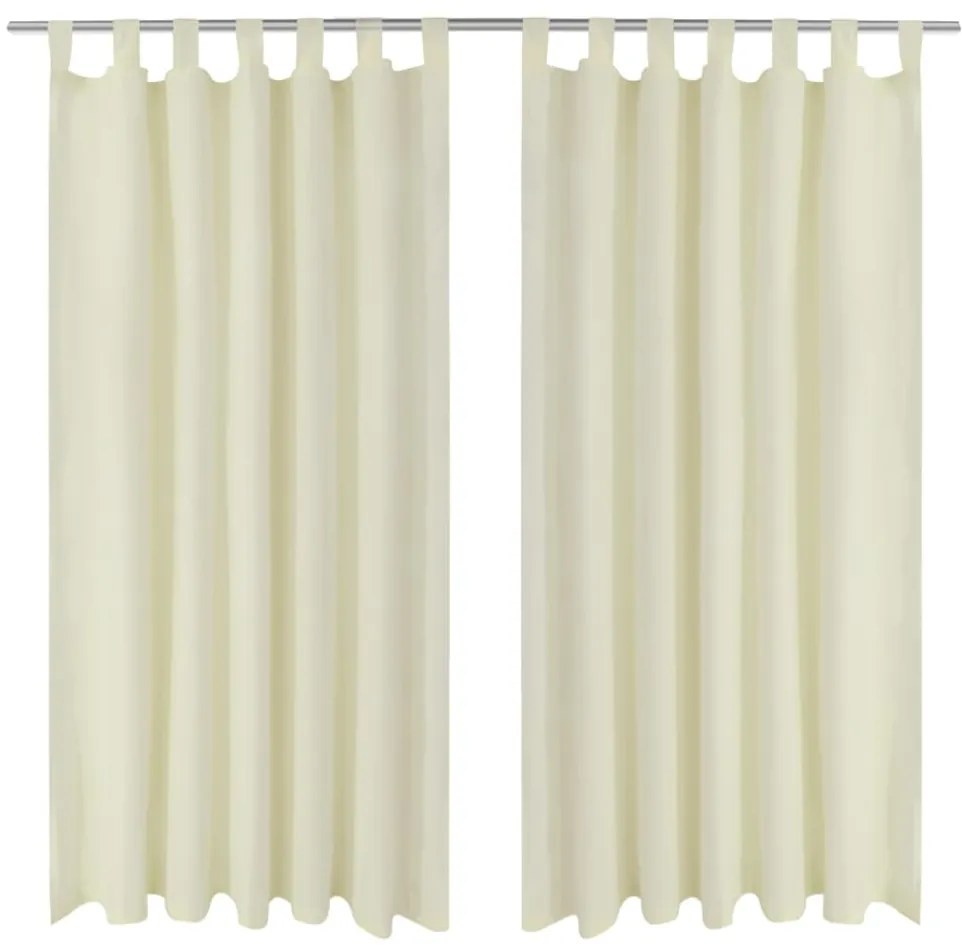 Cortinas de cetim com presilhas, 2 pcs, 140 x 175 cm, creme