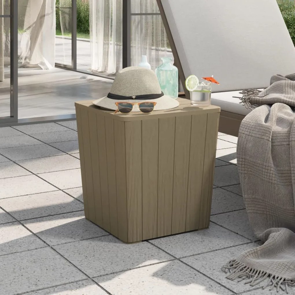 364153 vidaXL Mesa de jardim com tampa removível polipropileno castanho-claro