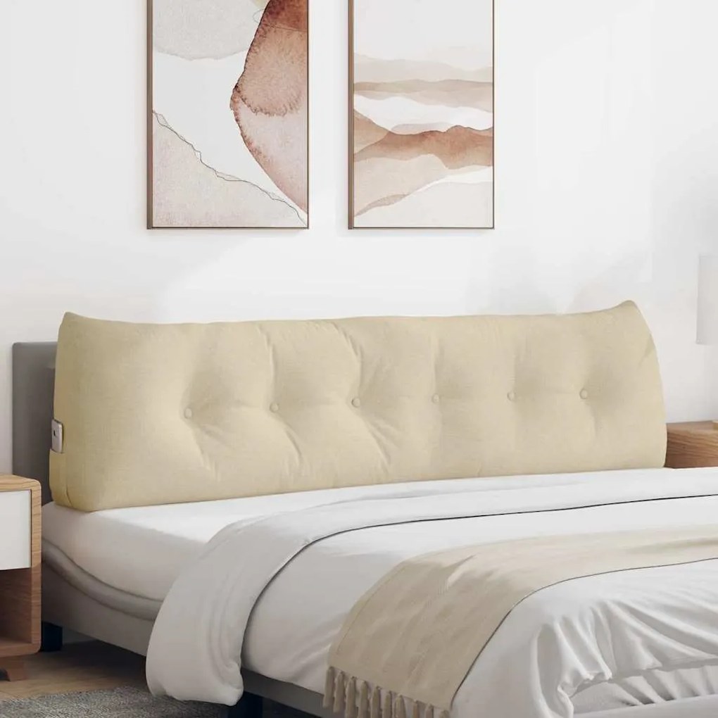 vidaXL Travesseiro para Costas Creme 180 x 24 x 50 cm tecido