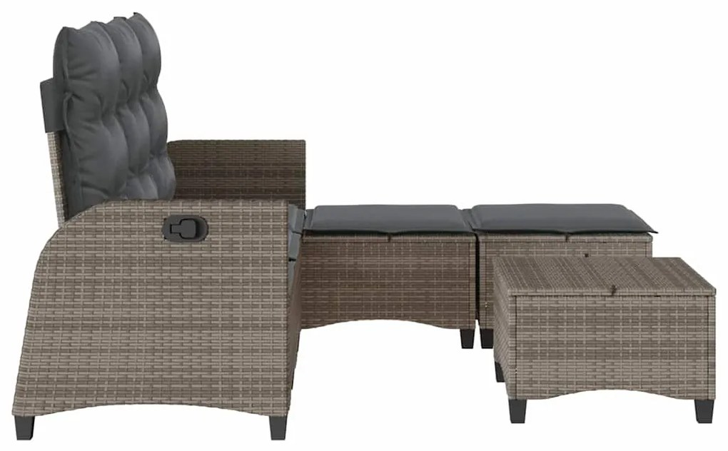 3 pcs conjunto sofás de jardim com almofadões em L vime PE