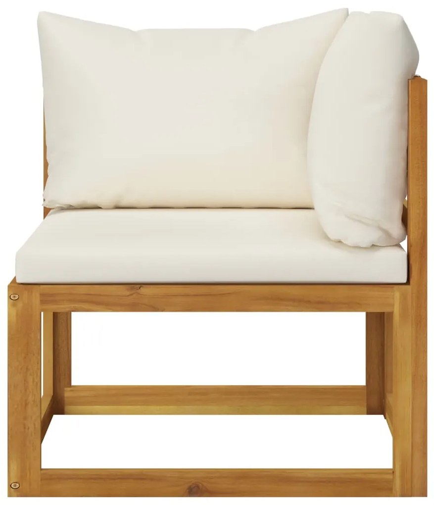 6 pcs conjunto lounge jardim c/ almofadões acácia maciça creme