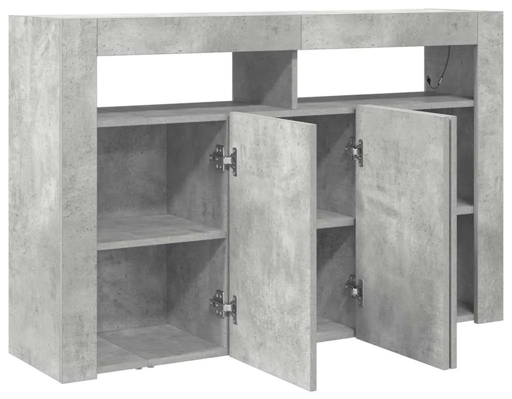 Buffet Cinza Concreto Madeira Engenheirada 116 x 30 x 75 cm