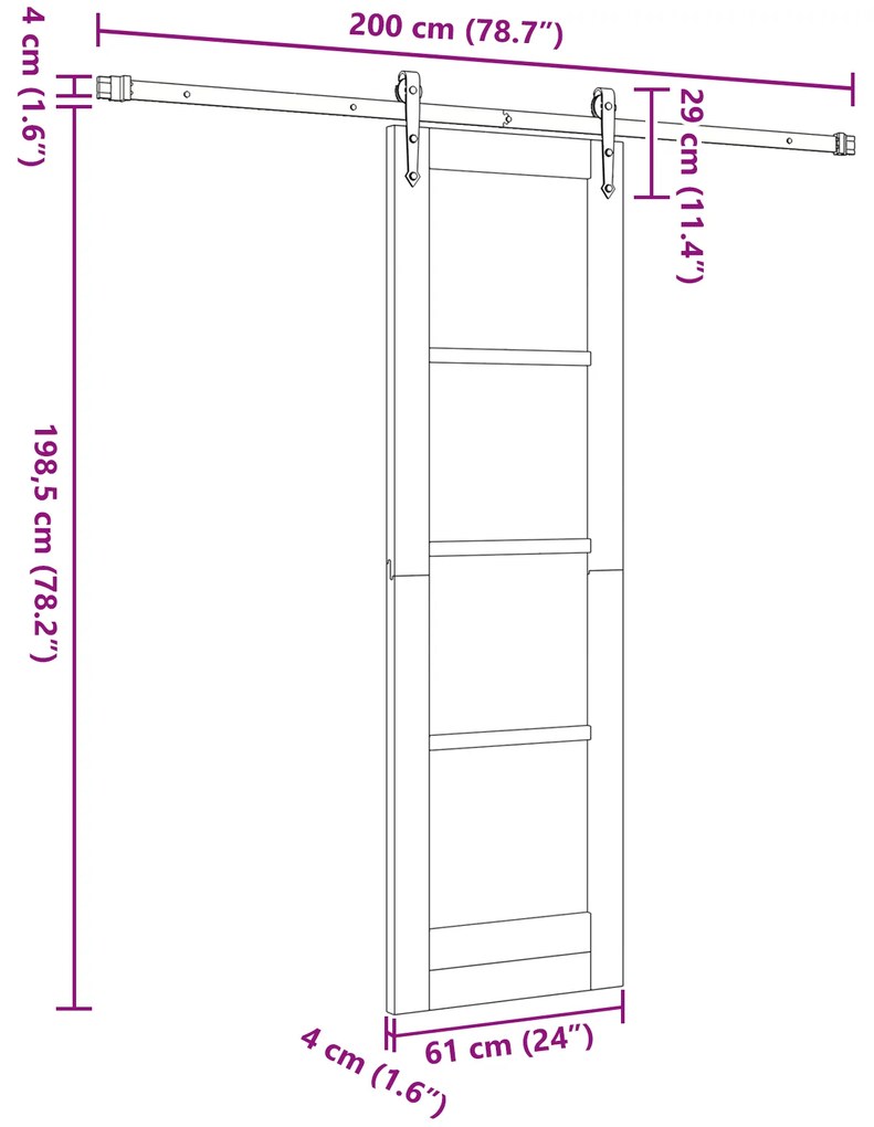 Porta Deslizante vidaXL com Conjunto de Ferragens Branca 61x198.5 cm M