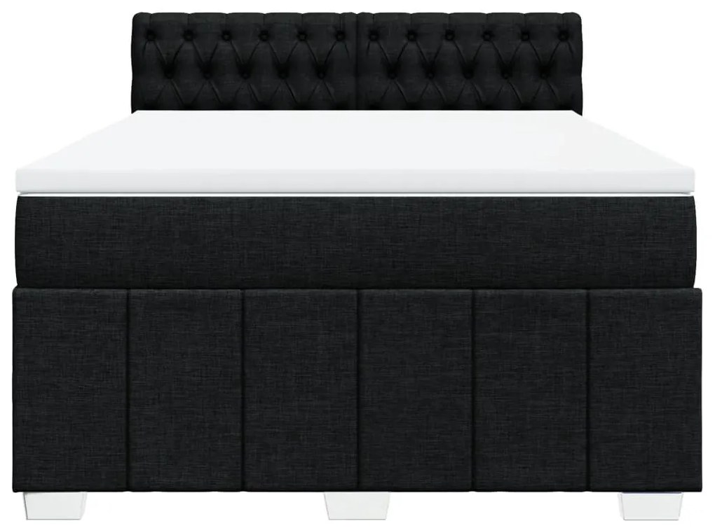 Cama com molas/colchão 140x200 cm tecido preto