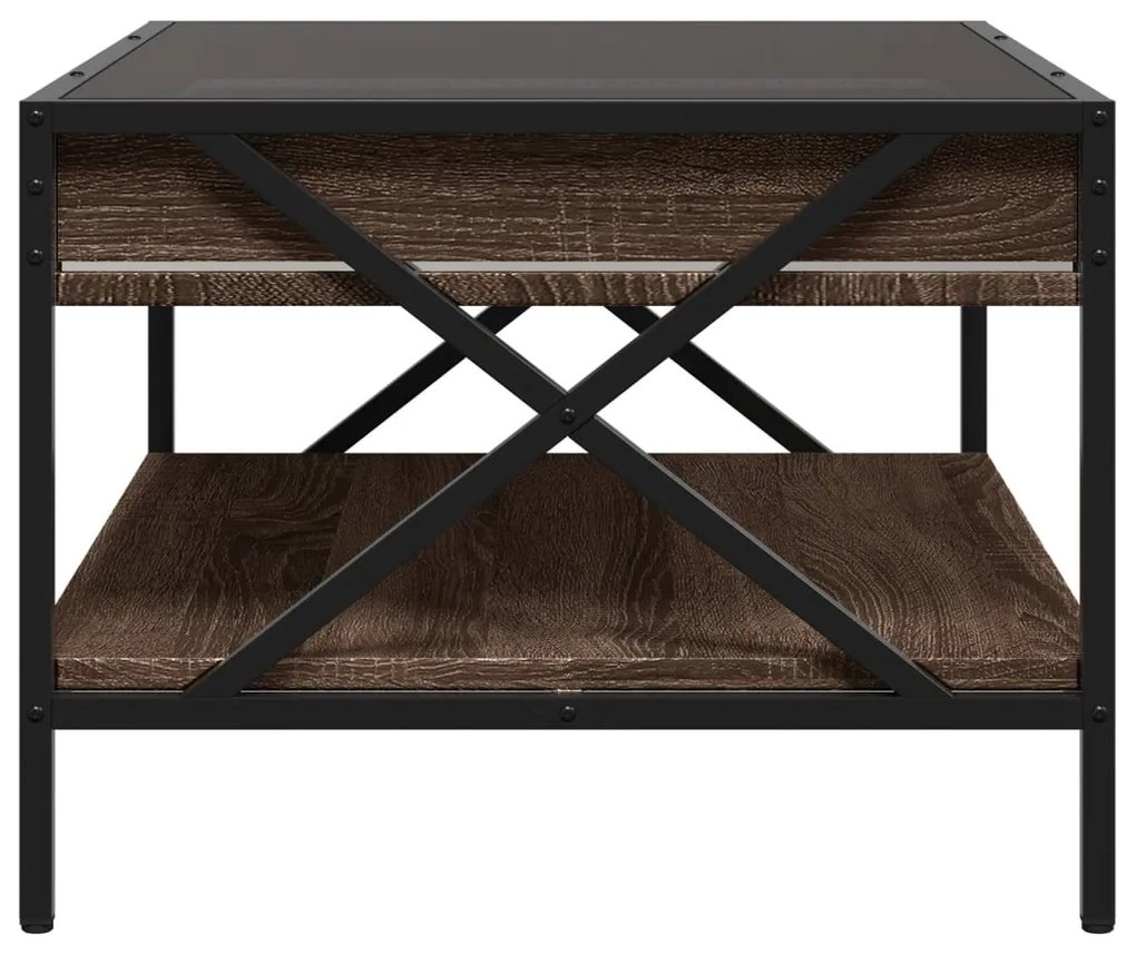 Mesa de centro luzes LED Infinity 70x50x38 cm carvalho castanho