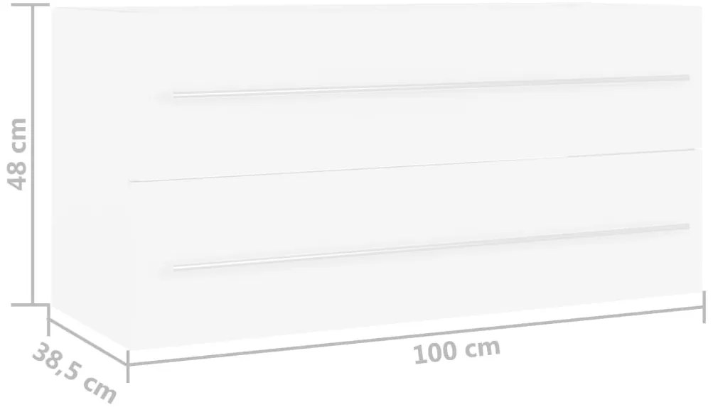 Armário de lavatório 100x38,5x48 cm derivados de madeira branco