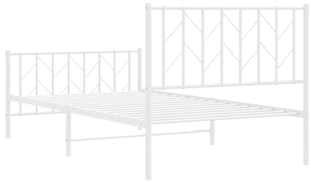 Estrutura de cama com cabeceira e pés 100x200 cm metal branco