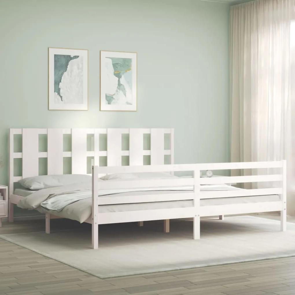 3194137 vidaXL Estrutura de cama com cabeceira 200x200cm madeira maciça branco