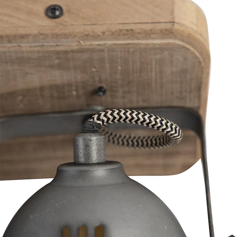 LED Foco inteligente industrial cinzento com madeira incl. 2 WiFi GU10 - Emado Industrial