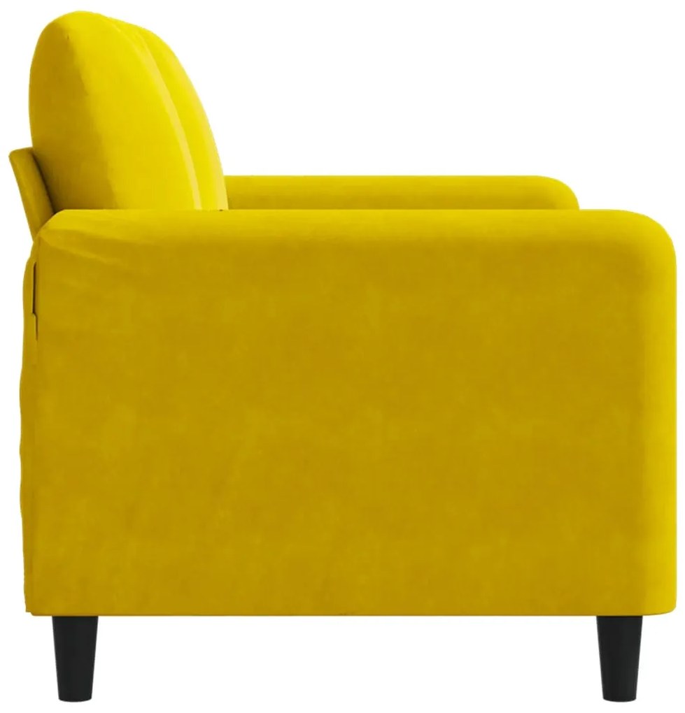 Sofá de 2 lugares veludo 120 cm amarelo