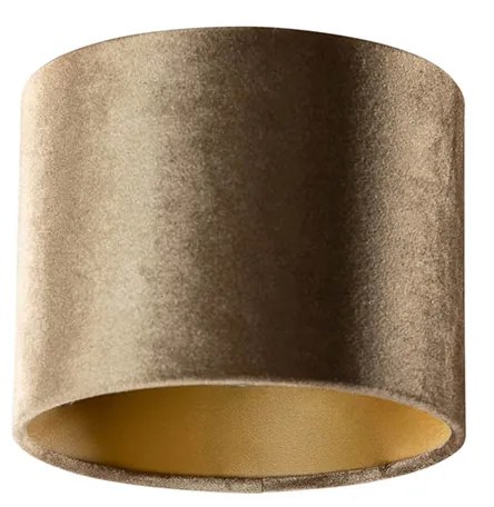 Abajur de Veludo Bronze com Interior Dourado 18/18/14