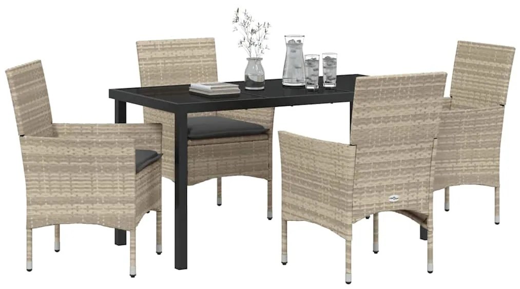 Conjunto de Jantar de Jardim de 5 Peças da com Almofadas Cinza Claro e