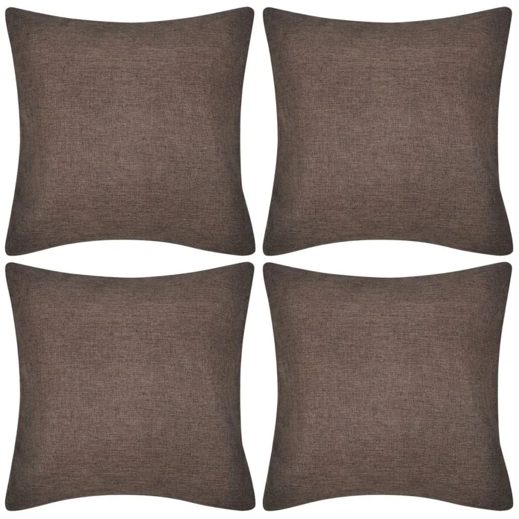 Capas de almofada estilo linho 4 pcs 40 x 40 cm castanho
