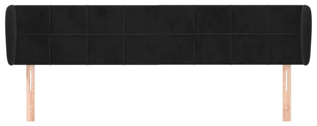 Cabeceira de cama c/ abas veludo 163x23x78/88 cm preto