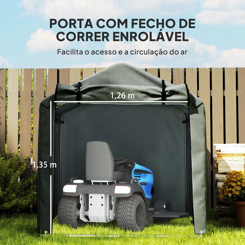 Abrigo de Exterior para Ferramentas e Bicicletas 2,2x1,57x1,65 m com Porta Desmontável com Fecho de Correr Cinzento Escuro