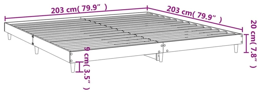 Estrutura de cama 200x200cm derivados madeira carvalho castanho