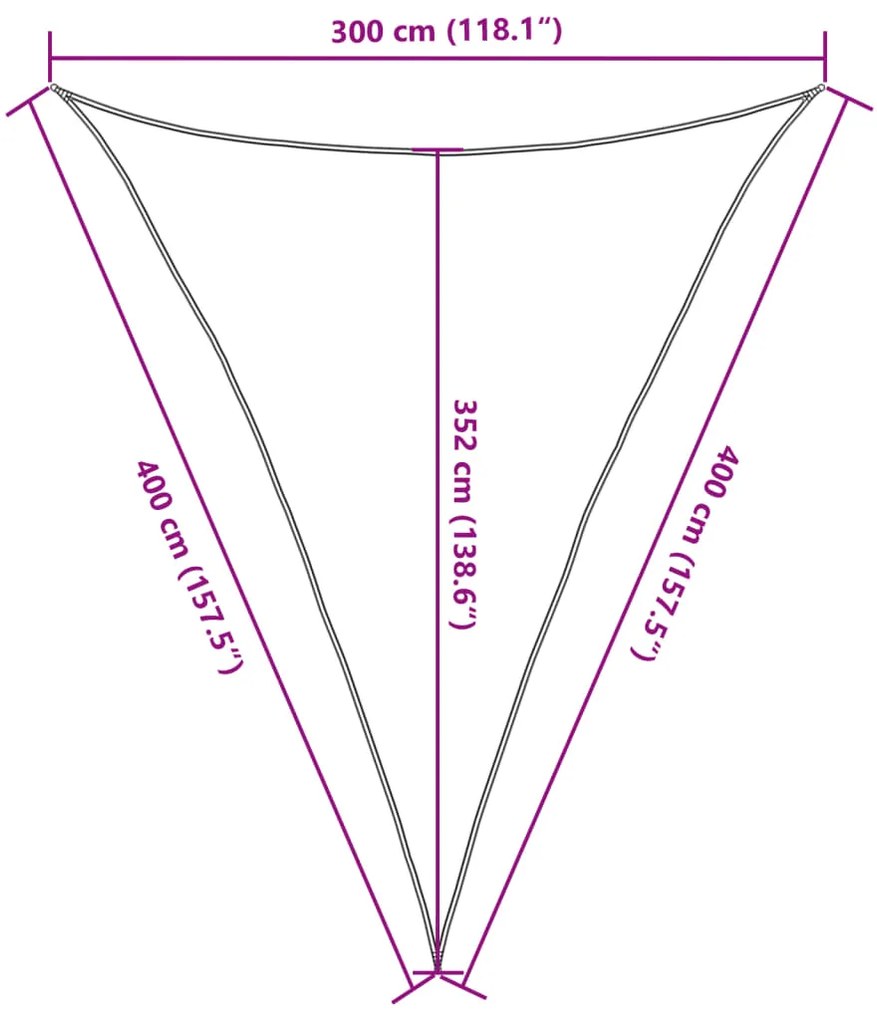 Para-sol estilo vela 160 g/m² 3x4x4m PEAD castanho