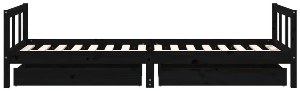 Estrutura cama infantil c/ gavetas 90x200 cm pinho maciço preto