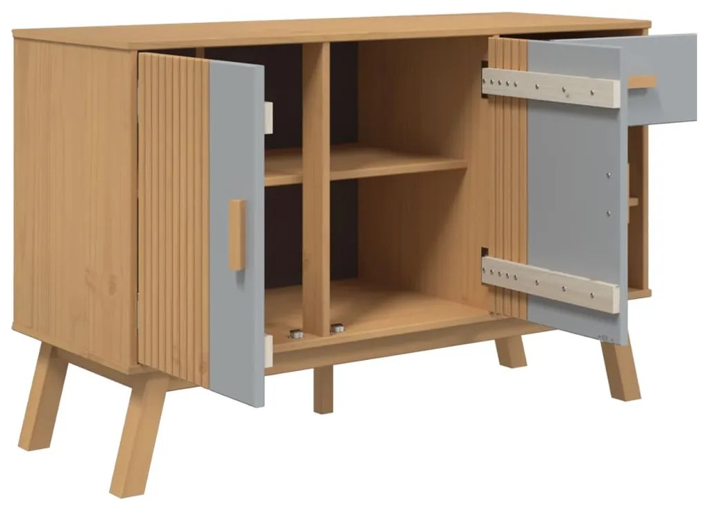 Aparador OLDEN 114x43x73,5 cm pinho maciço cinzento e castanho