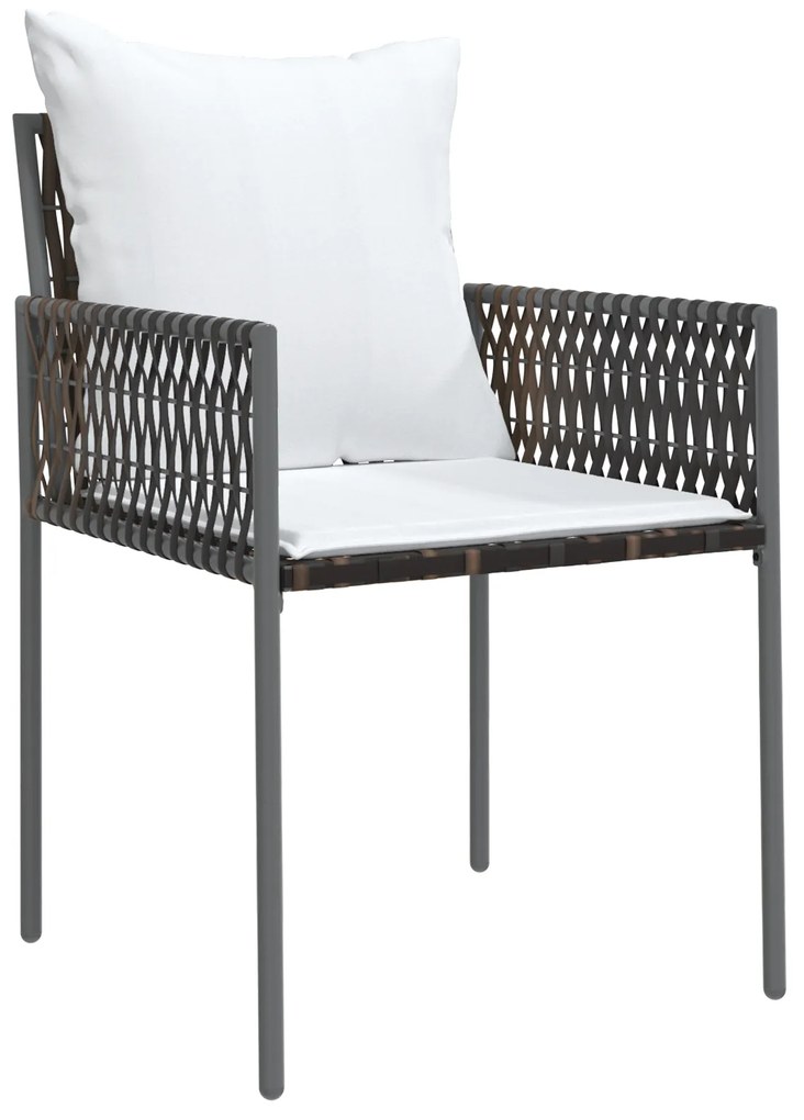 Conjunto de Jantar de Jardim de 5 Peças com Almofadas Marrom em Rattan