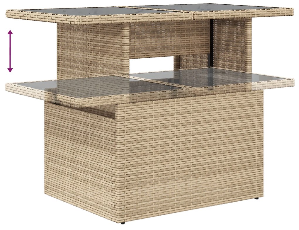 Conjunto de Sofá de Jardim de 6 Peças com Almofadas em Rattan Bege
