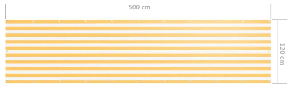 Tela de varanda 120x500 cm tecido Oxford branco e amarelo