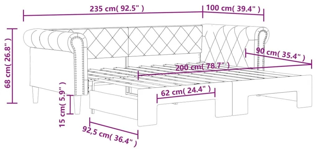 Sofá-cama com gavetão 90x200 cm couro artificial cappuccino