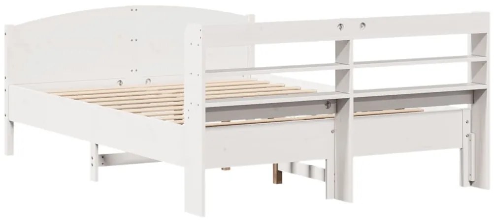 Cama sem colchão 140x200 cm madeira de pinho maciça branco