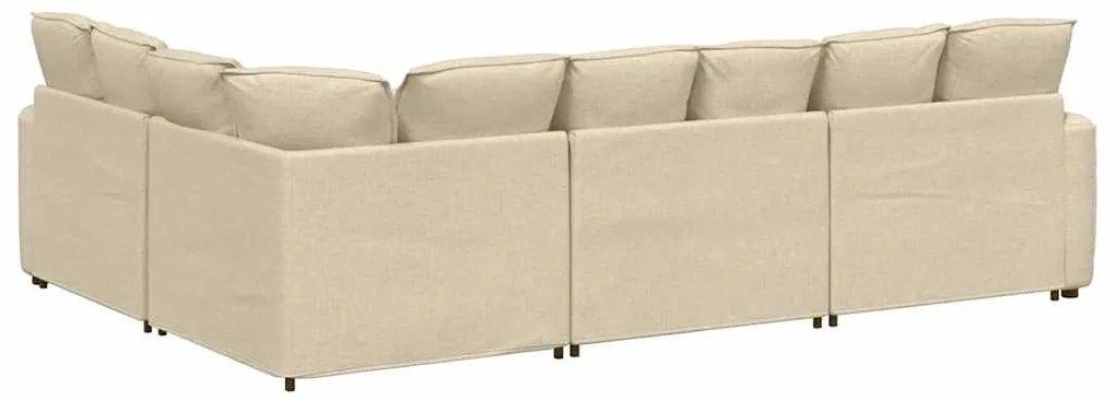 Sofá modular com almofadas tecido creme