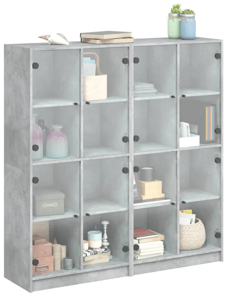 Estante c/ portas 136x37x142 cm derivados madeira cinza cimento
