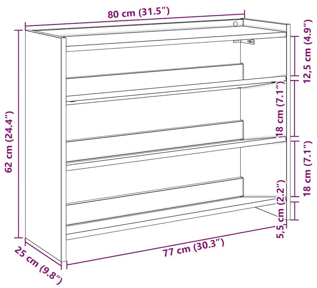 Sapateira 80x25x62 cm derivados de madeira madeira velha