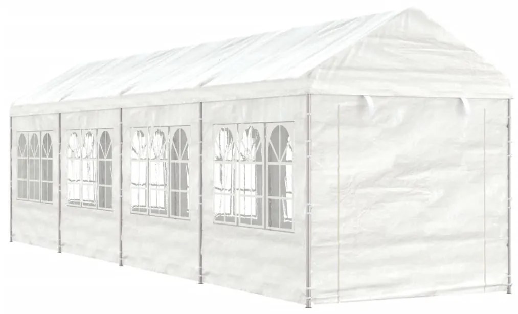 Gazebo com telhado 8,92x2,28x2,69 m polietileno branco