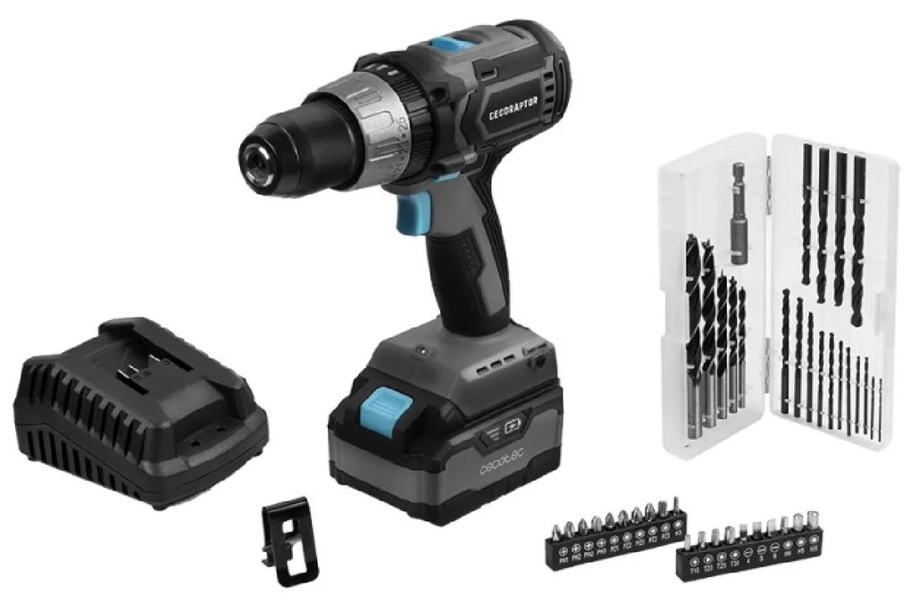 Berbequim CecoRaptor Perfect Drill 4020 X-Treme Bateria 20 V e 4000 mAh, velocidade de 1800 rpm, porque máximo de 50 Nm, 25 + 1 posições