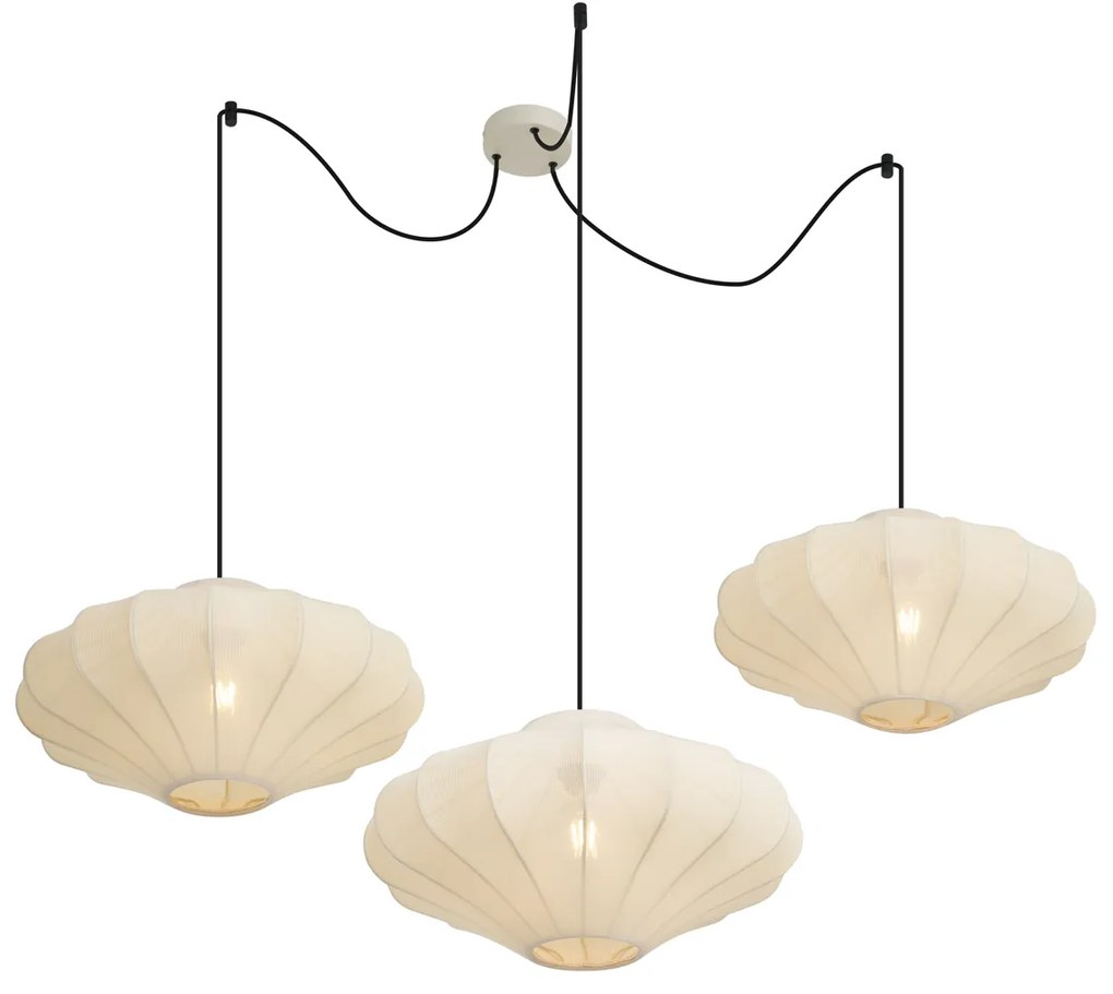Candeeiro suspenso Japandi bege 50cm 3-luzes - Plu Japandi