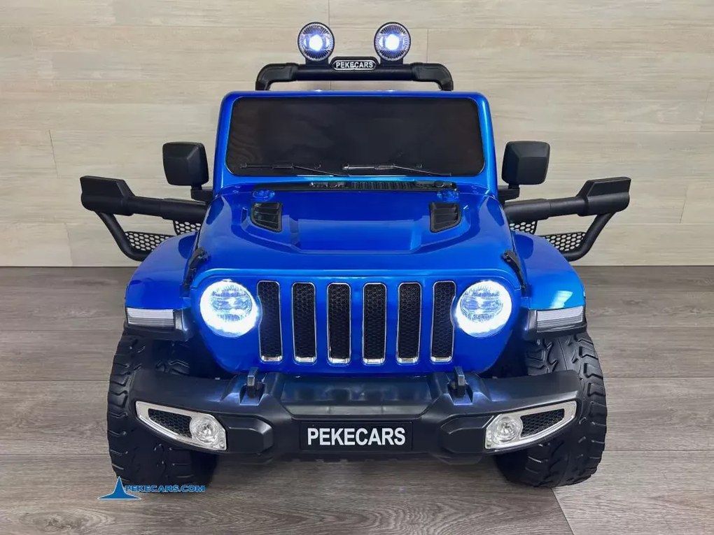 Jeep elétrico 12V 4x4 para crianças 1 a 6 anos Wrangler Rubicon Style rodas Borracha e controlo remoto Azul Metalizado