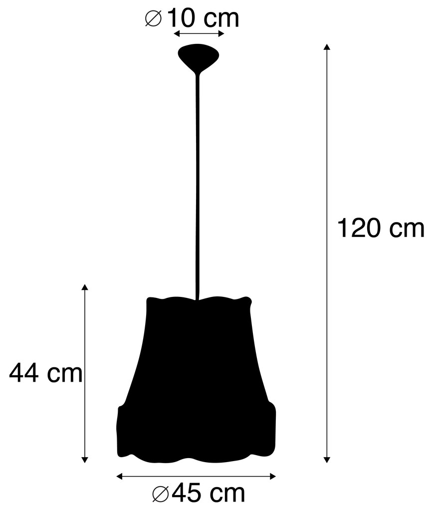 Candeeiro de suspensão retro preto com cinzento 45 cm - Granny Retro