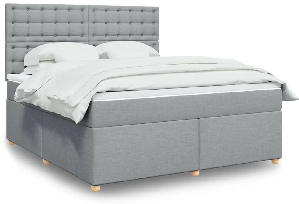 vidaXL Cama com molas/colchão 180x200 cm tecido cinzento-claro