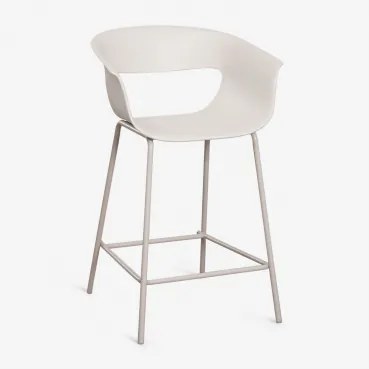 Banqueta Alta Em Polipropileno E Aço Alanys ↑65 Cm & Branco Pedra - Sklum