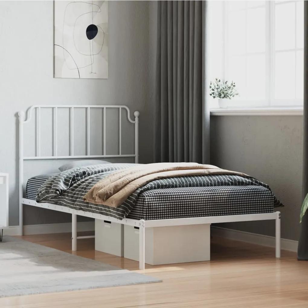 373930 vidaXL Estrutura de cama com cabeceira 100x190 cm metal branco