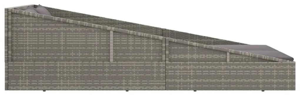 Espreguiçadeira de jardim 110x200 cm vime PE cinzento