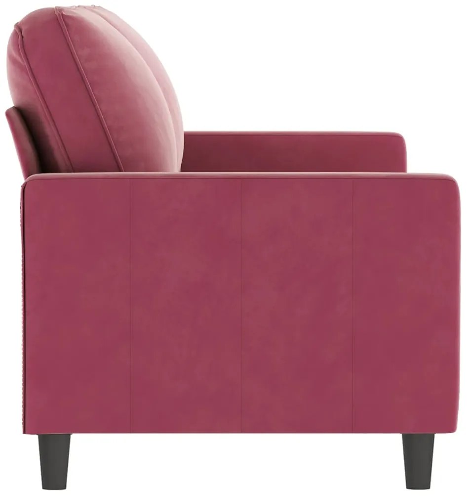 Sofá de 2 lugares veludo 140 cm vermelho tinto