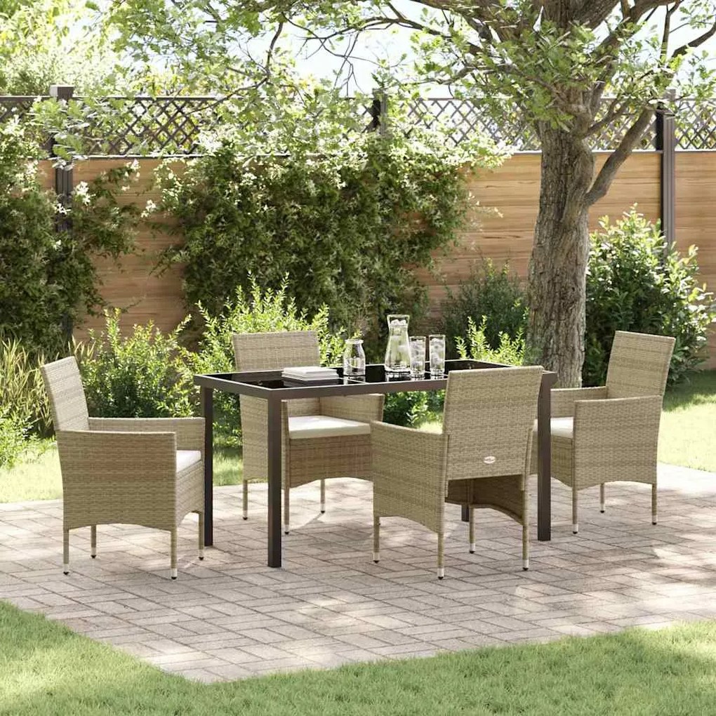 vidaXL Conjunto de Jantar de Jardim 5 Peças Bege em Rattan Sintético